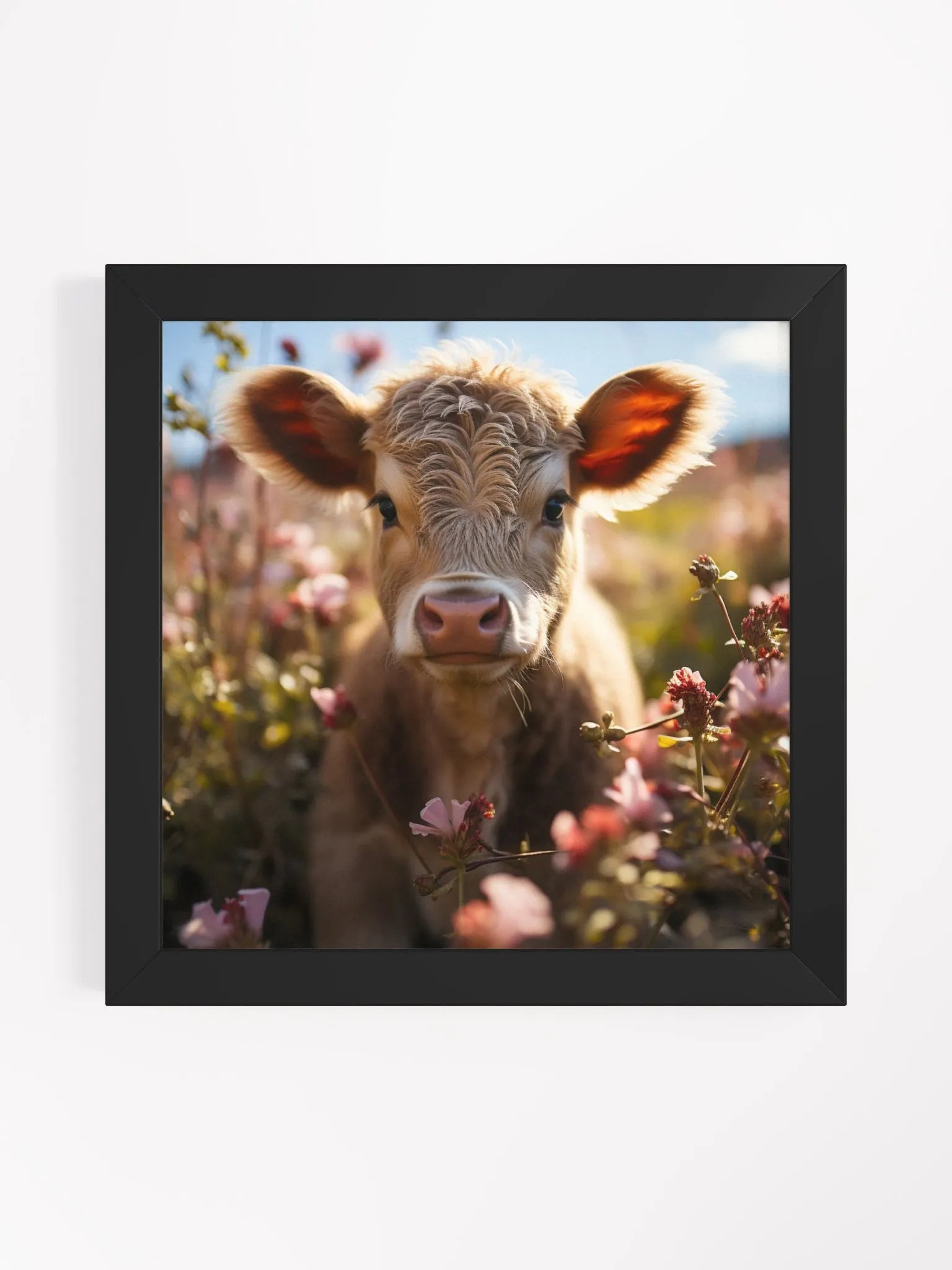 Cow In a Field of Flowers Farm Animal Wall Art product image (12)
