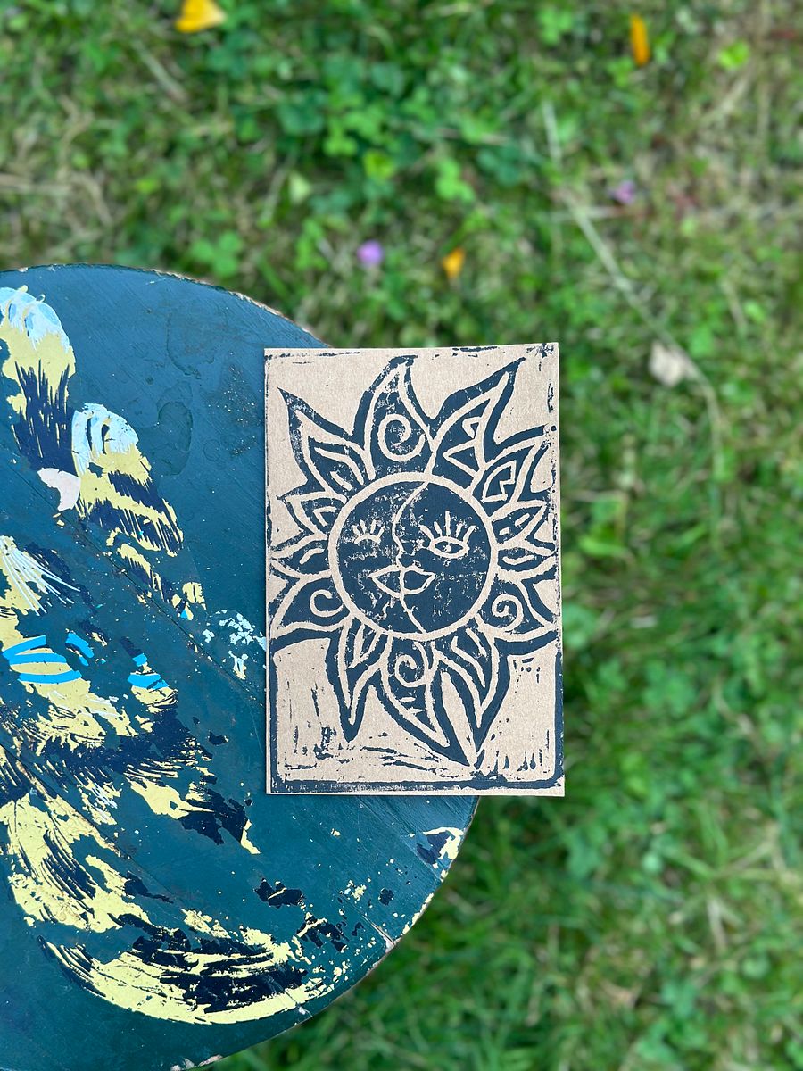 Sun & Moon Block Print Greeting Card (Blank) product image (3)