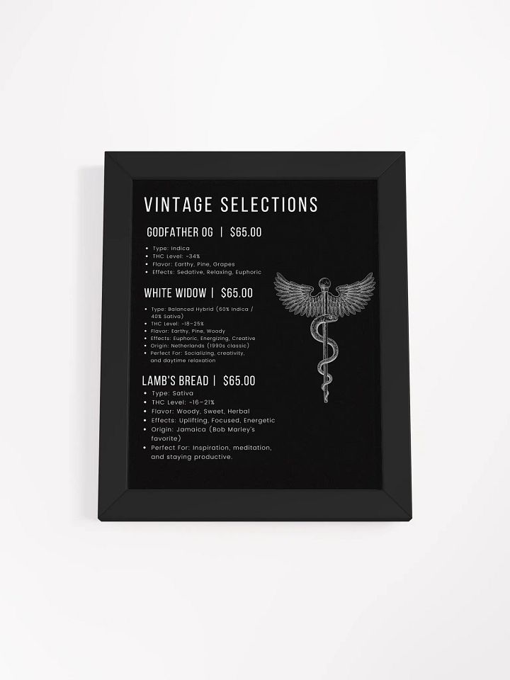Vintage Selections Cannabis Menu Poster product image (1)