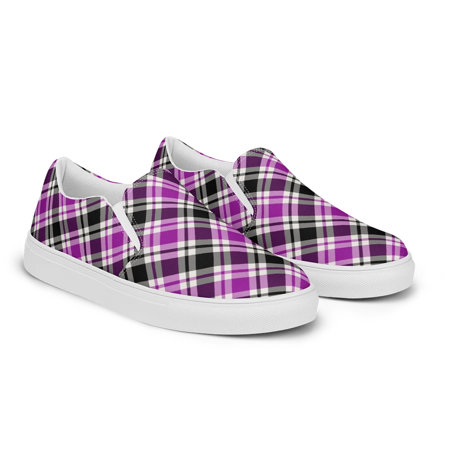 Purple, Black & White Plaid Women's Slip-On Shoes product image (2)
