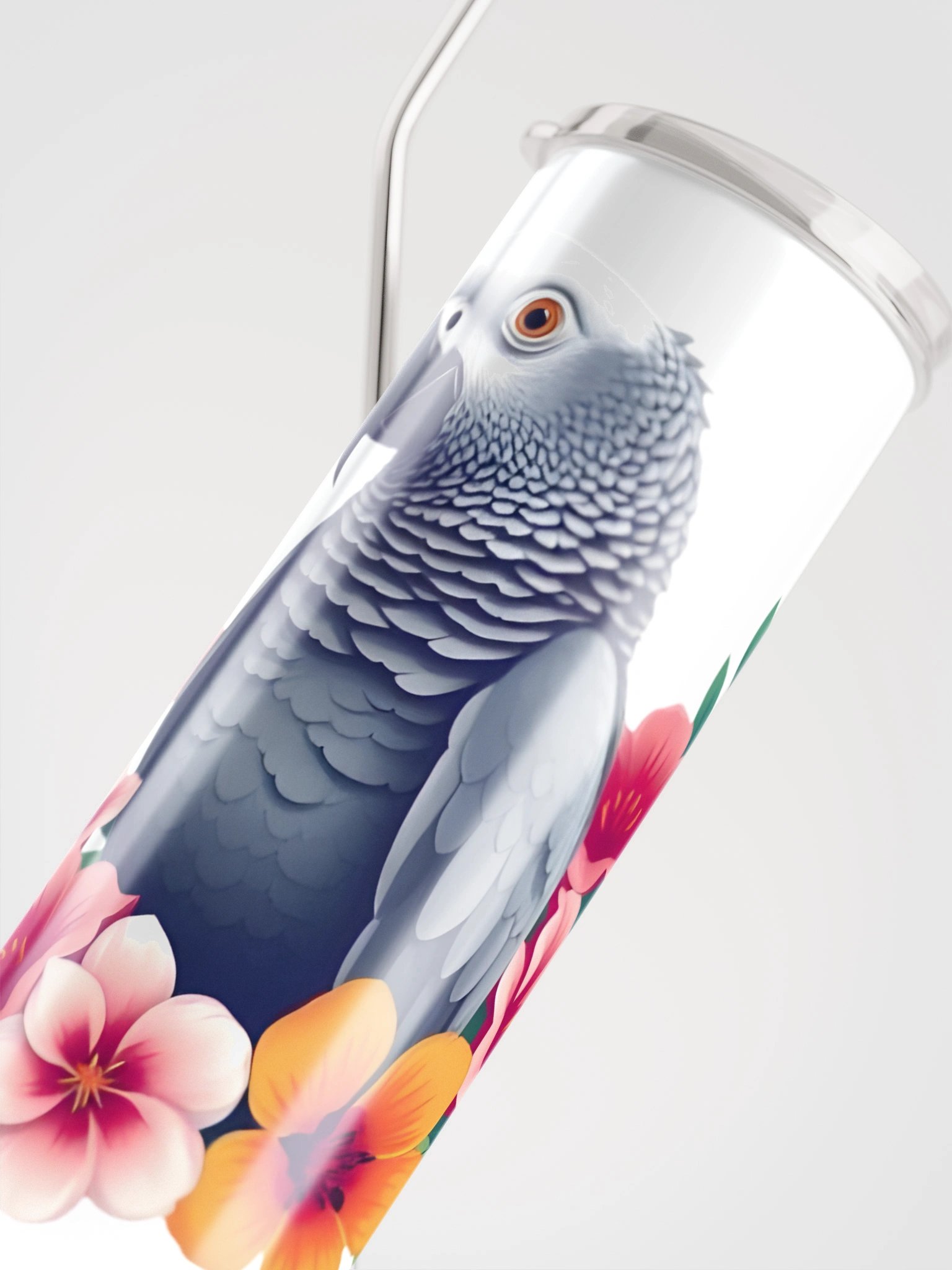 Floral African Grey Stainless Steel Tumbler product image (7)