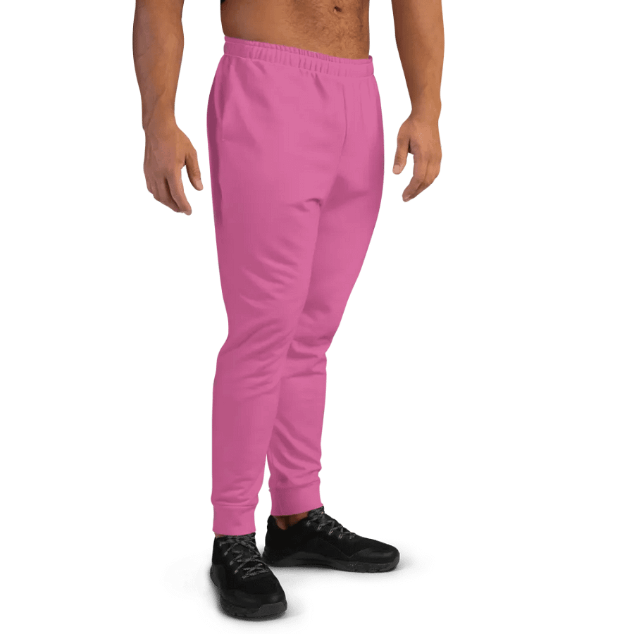 Plain Medium Pink Light Summer Recycled Polyester Premium Men's Joggers by Treasure Pie product image (3)