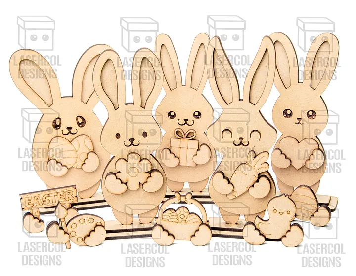 Easter Bunny Set (2 Sizes, 5 Styles)- Laser Cut Files product image (2)