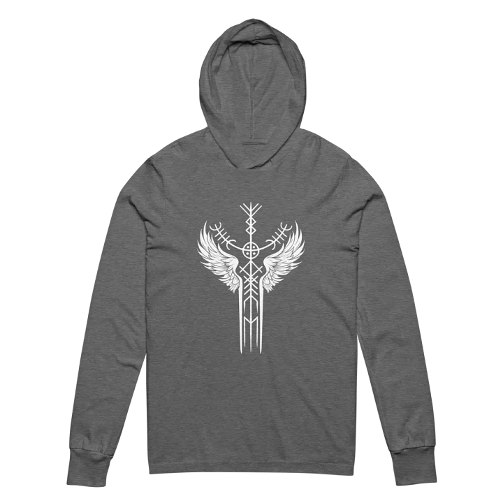 The Valkyrie Stave Hooded Long Sleeve Tee (white print) product image (2)