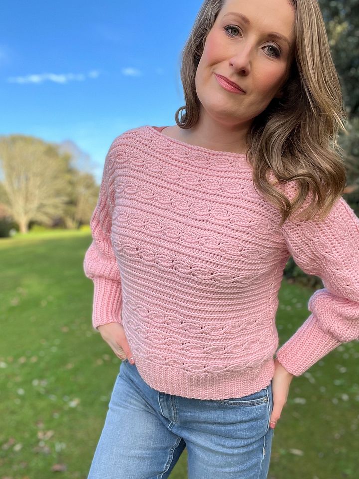 Deidra Crop Crochet Sweater Pattern / Knit Look Crochet Cable Jumper / Pdf Crochet Pattern product image (1)