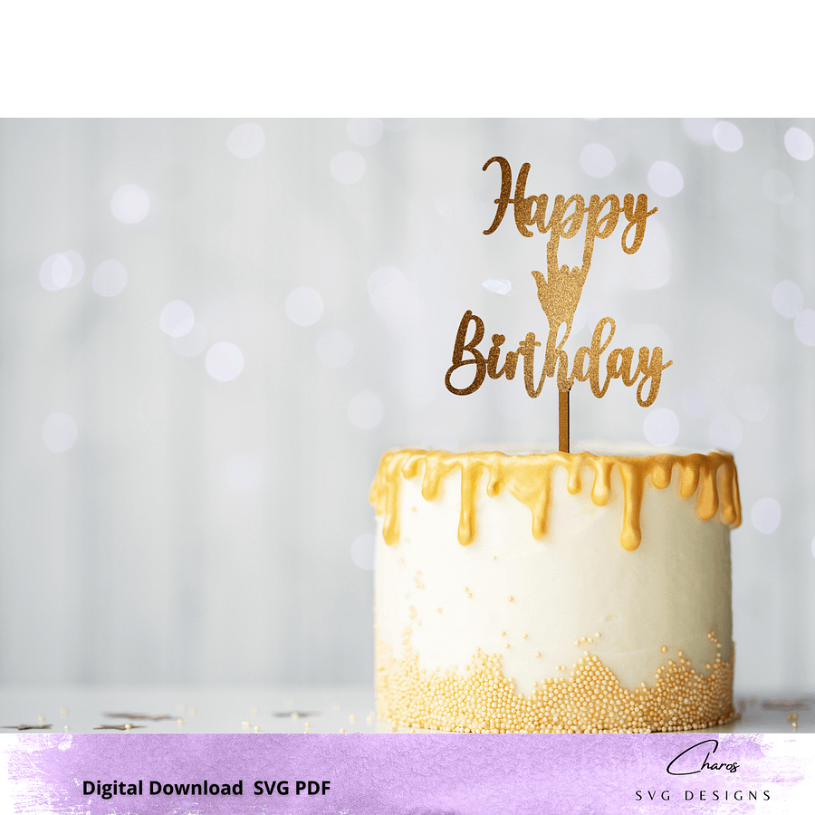 Happy Birthday I Love You in ASL Cake Topper SVG product image (2)