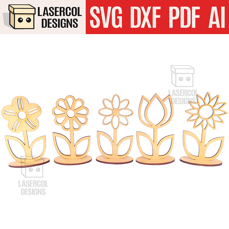 Flowers - Set 3 - (Two Sizes, Five Styles)- Laser Cut Files product image (1)