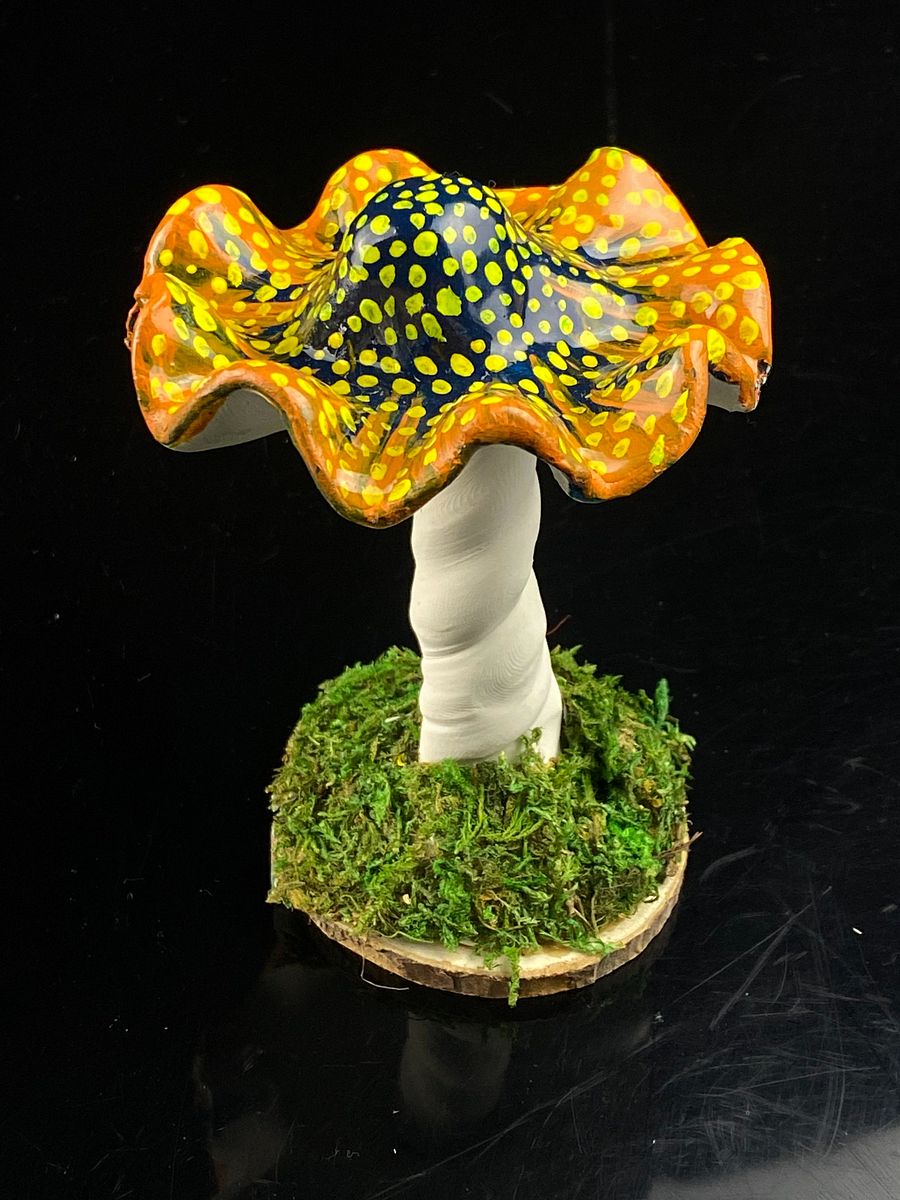 Blue and Orange Mushroom (Yellow dots) product image (1)