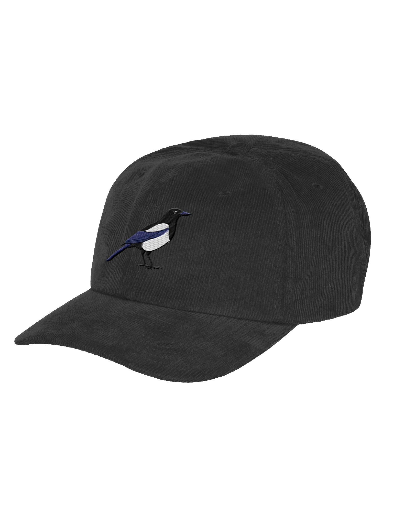 Embroidered Black-Billed Magpie Corduroy Hat – Adjustable Dad Cap, Unique Birdwatcher Gift, Vintage-Style Embroidered Wildlife Cap product image (12)