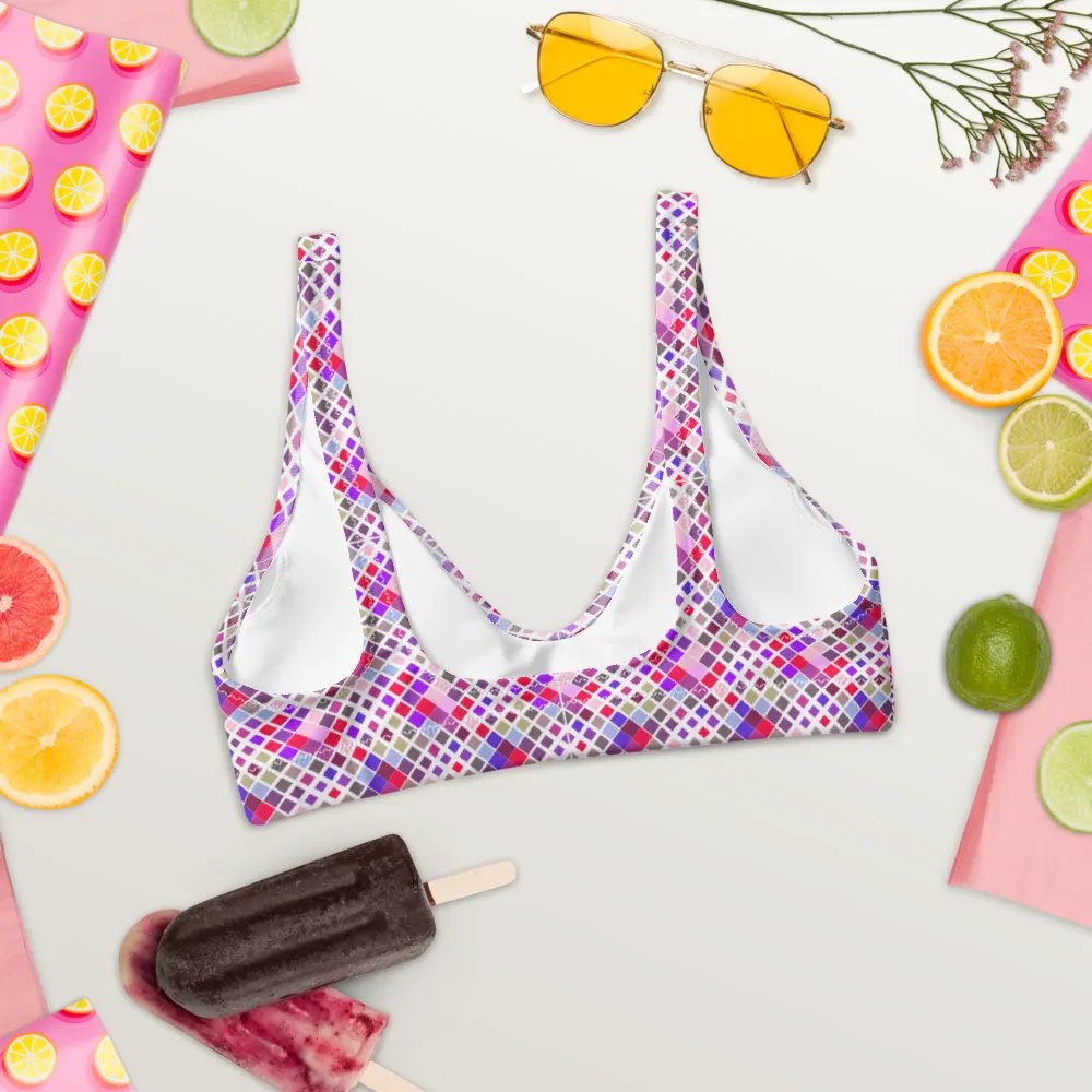Colorful Square Pattern Design Padded Bikini Top product image (3)
