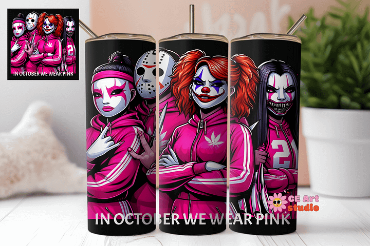 In October We Wear Pink Tumbler Wrap PNG product image (1)