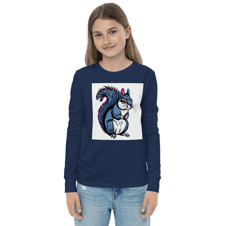 Blue Whiskered Squirrel Youth Long Sleeve T-Shirt product image (1)