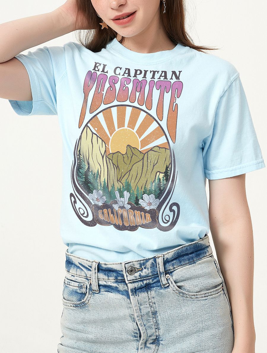 El Capitan, Yosemite National Park, California Tee | Art Nouveau-Style Western T-Shirt for Travel and Road Trips product image (5)