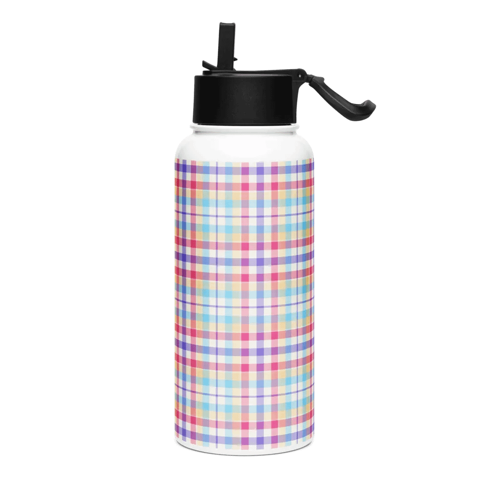 Purple, Pink, and Blue Plaid Water Bottle product image (2)