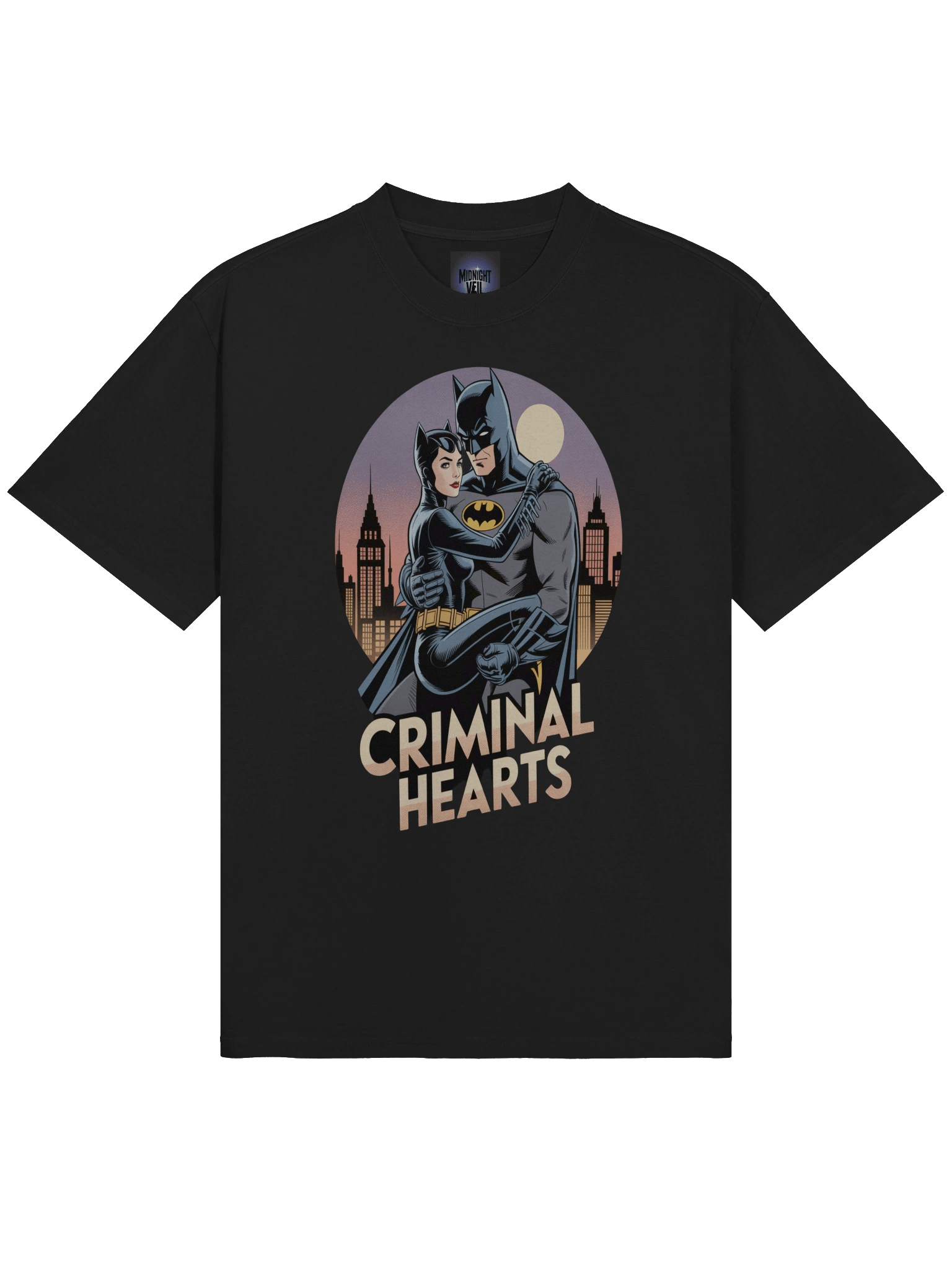 Criminal Hearts: Batman & Catwoman Forbidden Embrace Oversized Faded T-Shirt product image (5)