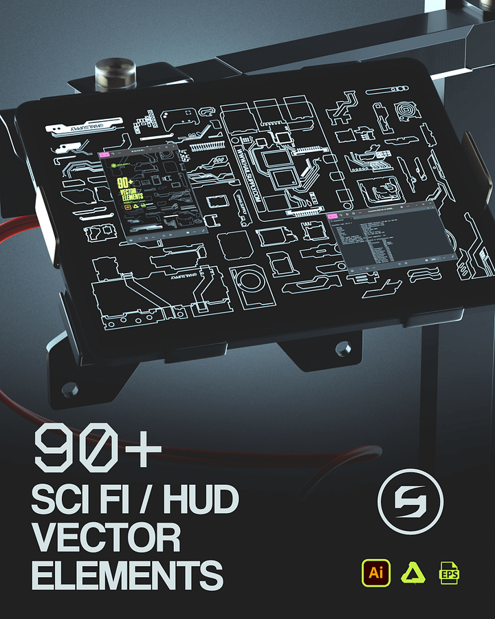 FREE 90+ SCI FI HUD VECTOR ELEMENTS product image (1)