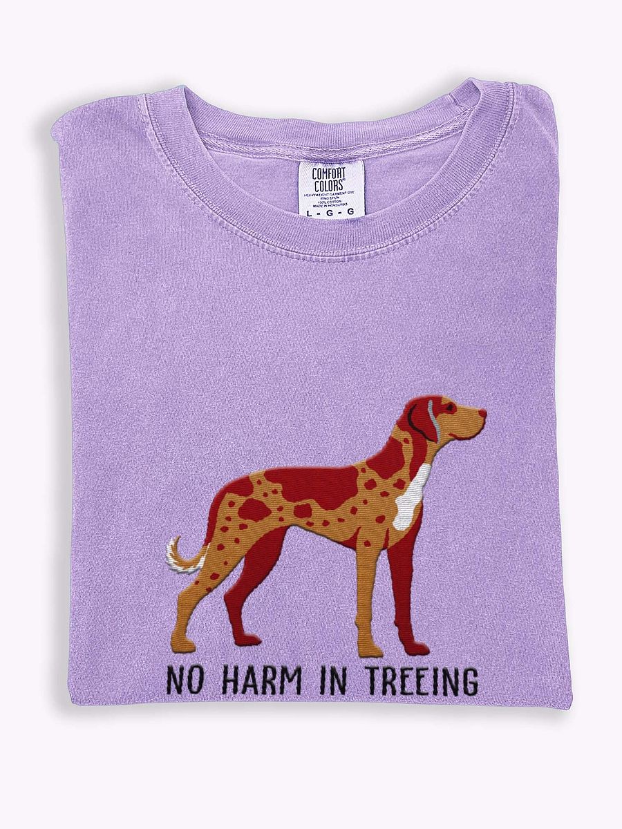 No Harm Treeing T-Shirt(Embroidered) of a Catahoula Leopard Dog(Red Leopard) product image (1)