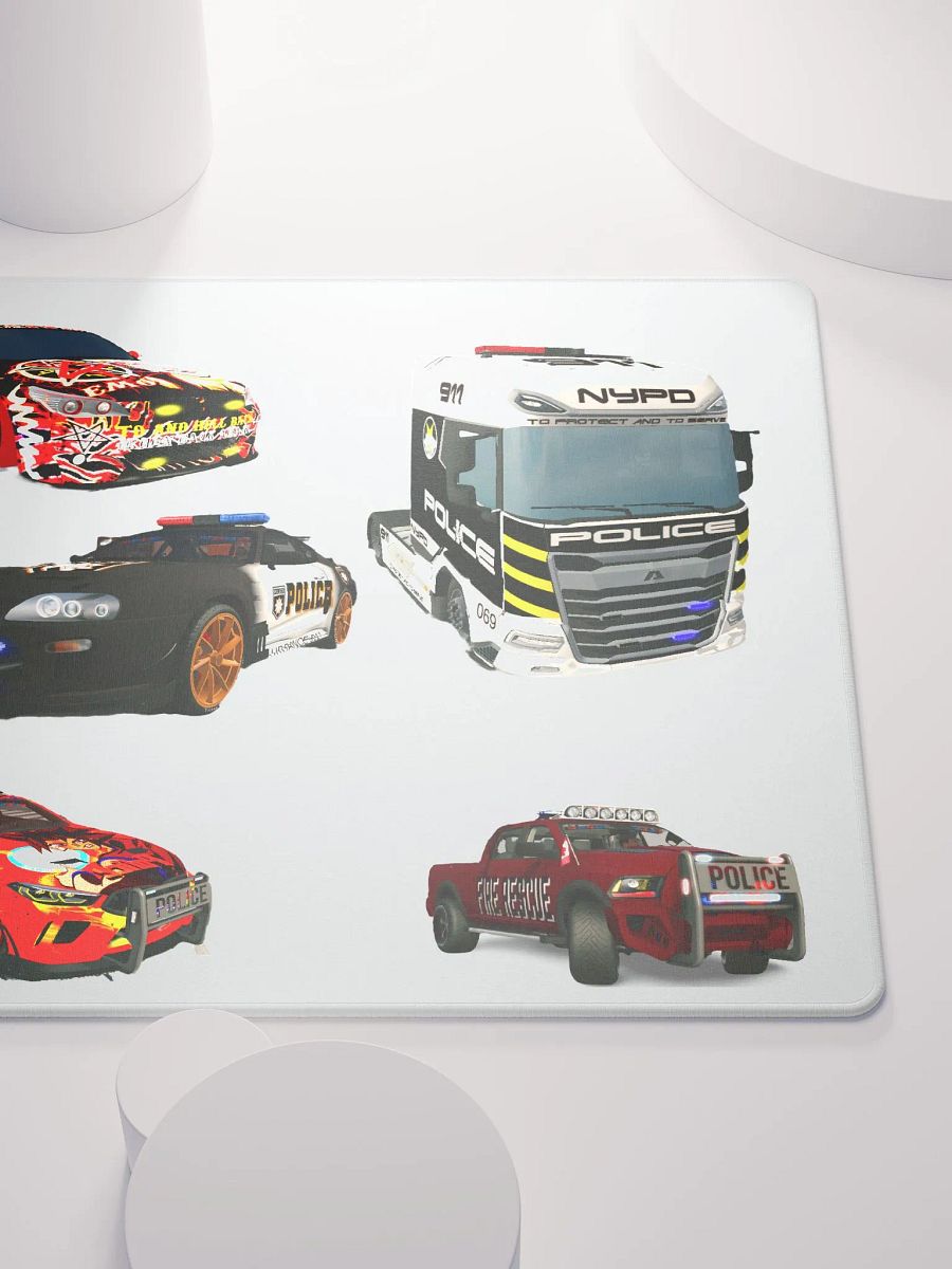 Artistic Police Car Collage Gaming Mouse Pad product image (9)
