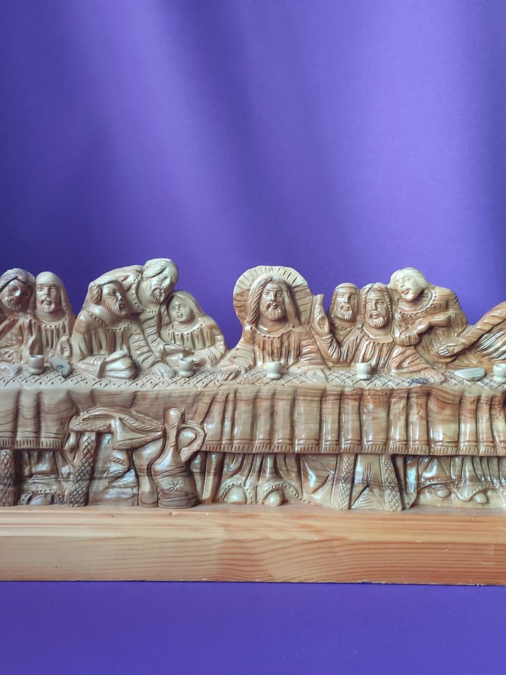 Última Ceia de Cristo em Madeira - Decoração Religiosa Vintage Única do Século XX product image (1)