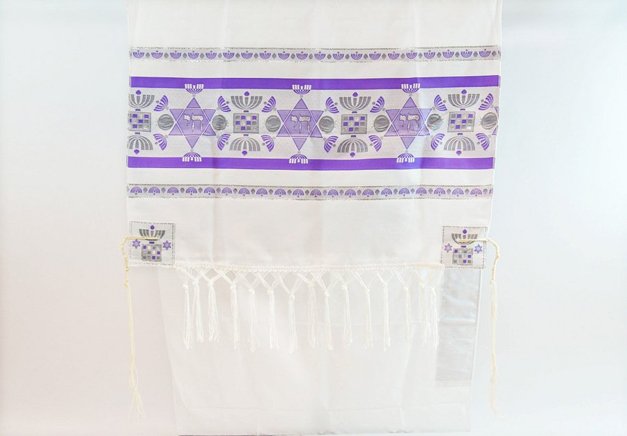 PURPLE MENORAH -Small Tallit (Prayer Shawl) KIT product image (1)
