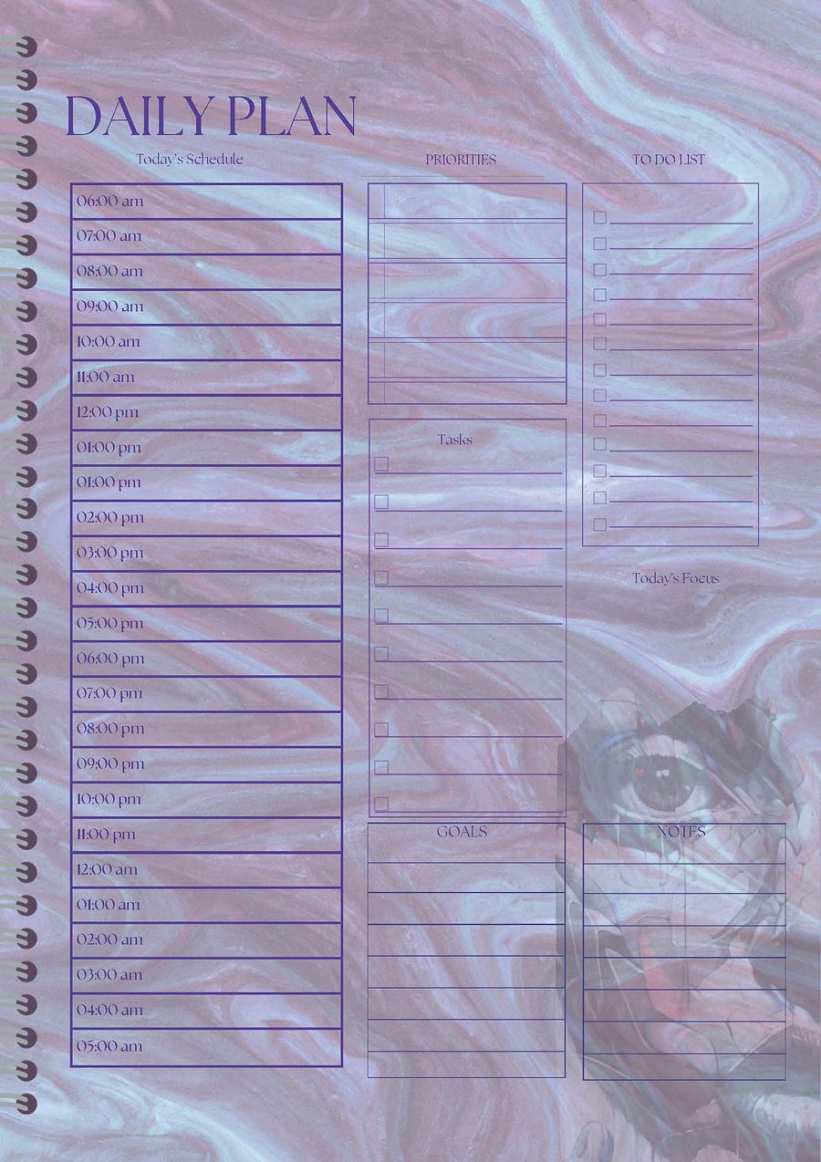Detailed Undated Planner - Abstract Purple Marble product image (3)