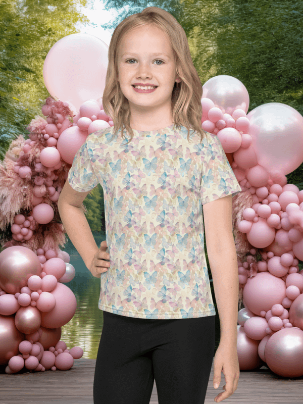 Sweet Butterflies Pattern Print Kids Crew Neck T-Shirt product image (1)