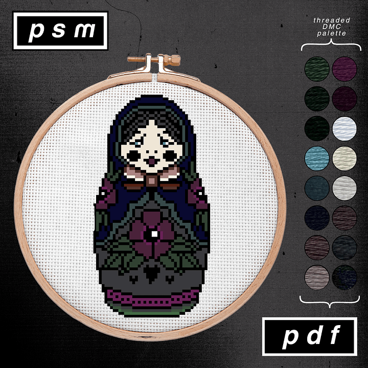 Goth Matryoshka Doll Pattern product image (1)
