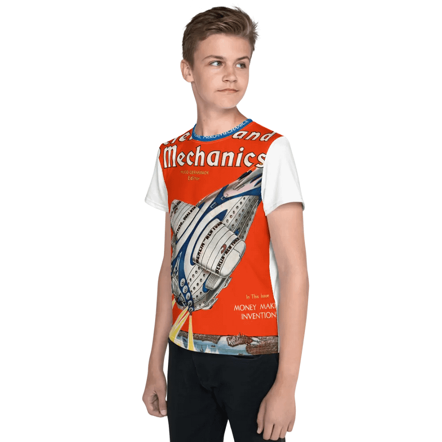 Retro-Futuristic Rocket All-Over Print Youth T-Shirt product image (3)