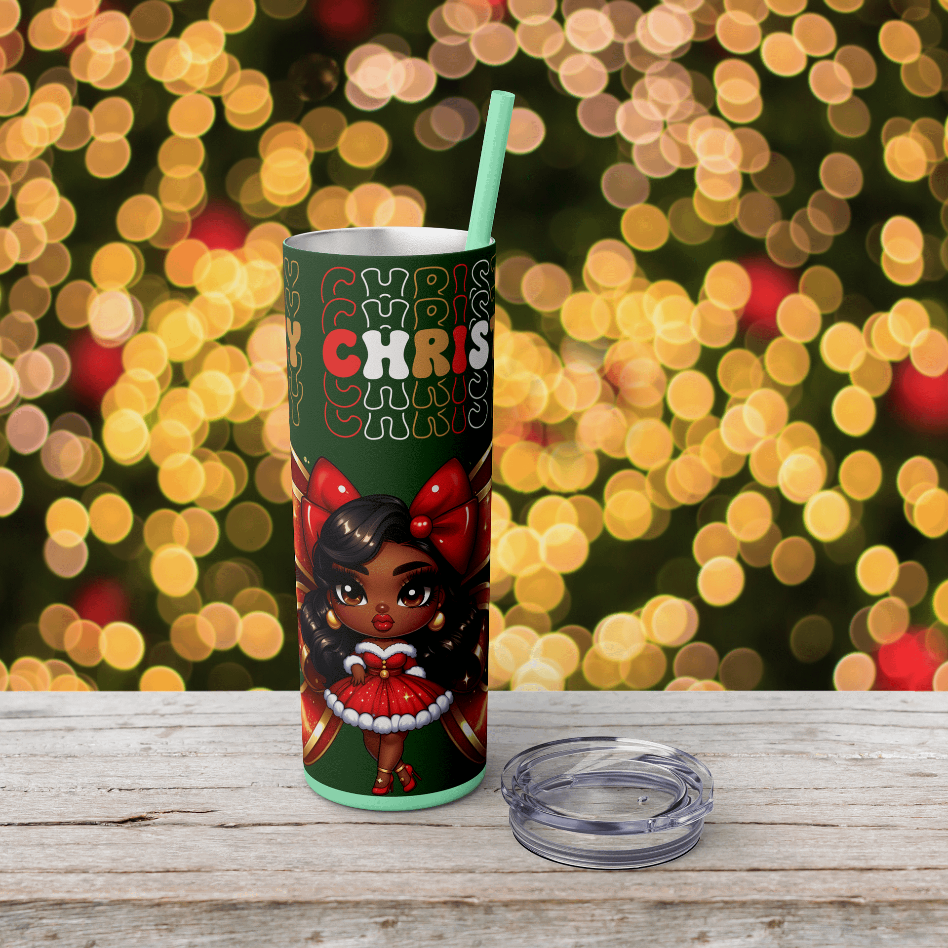 Christmas Tumbler Wrap Bundle • Chibi Holiday Girl PNG Set • Festive Sublimation Designs product image (12)