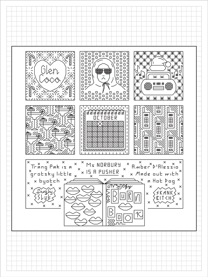 Pink Wednesdays • Blackwork Cross Stitch Pattern • PDF Digital Download product image (1)