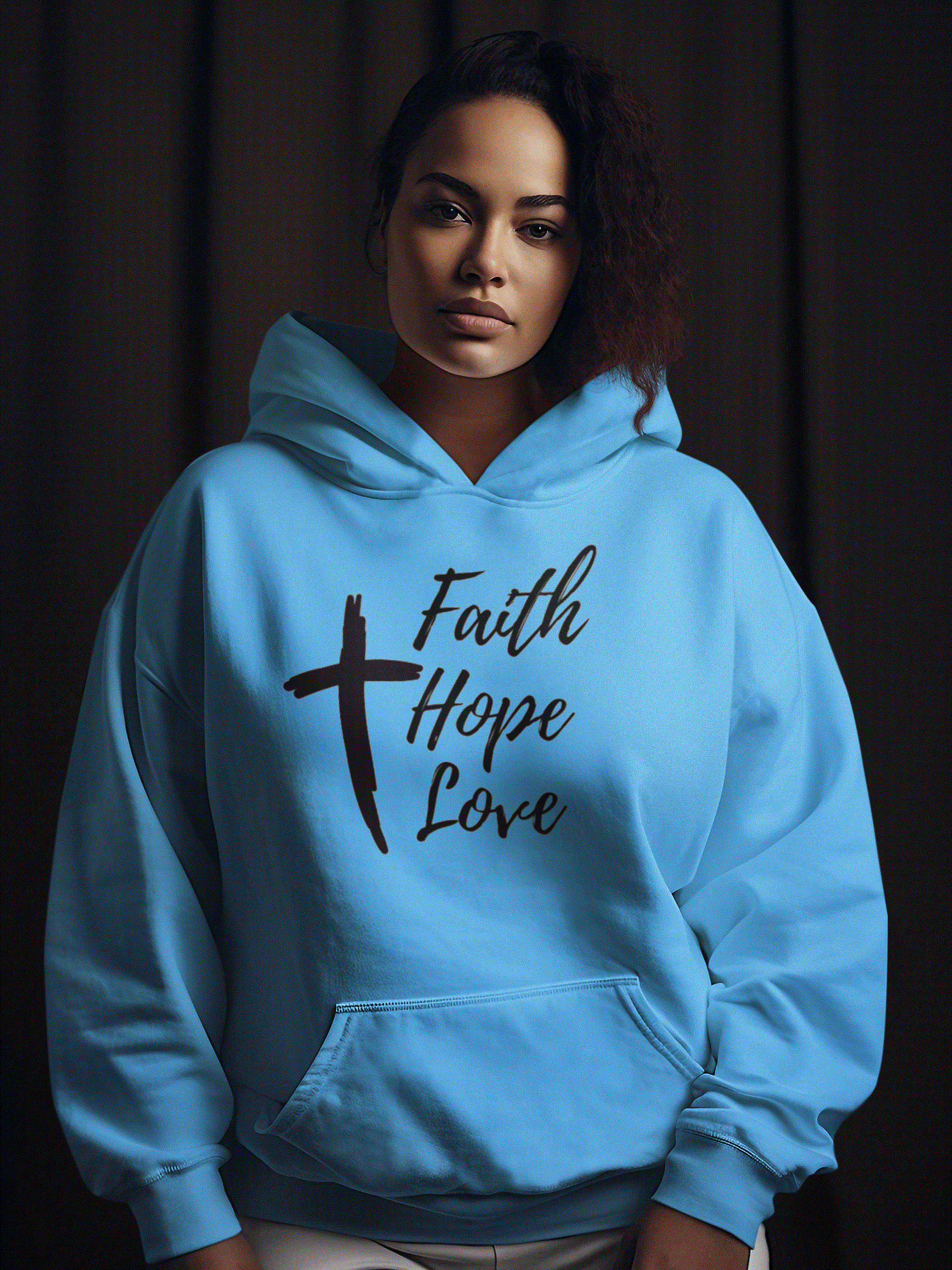 Christian Hoodie Faith Hope Love Cross product image (2)
