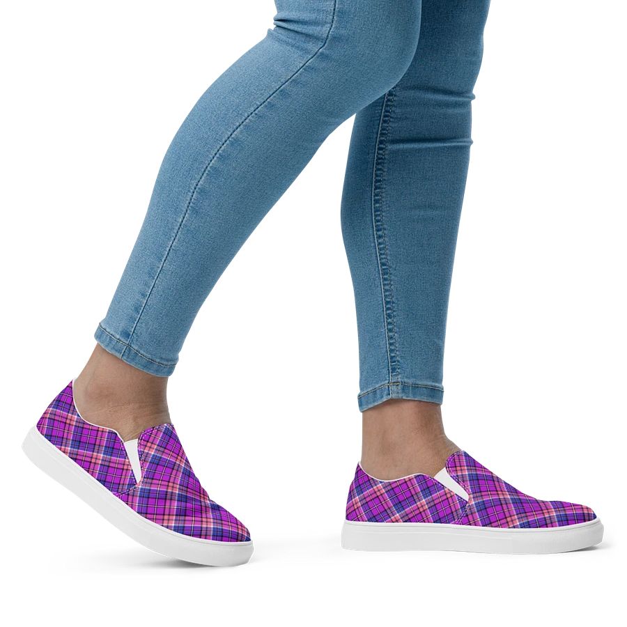 Bright Purple, Pink, and Blue Plaid Women's Slip-On Shoes product image (7)