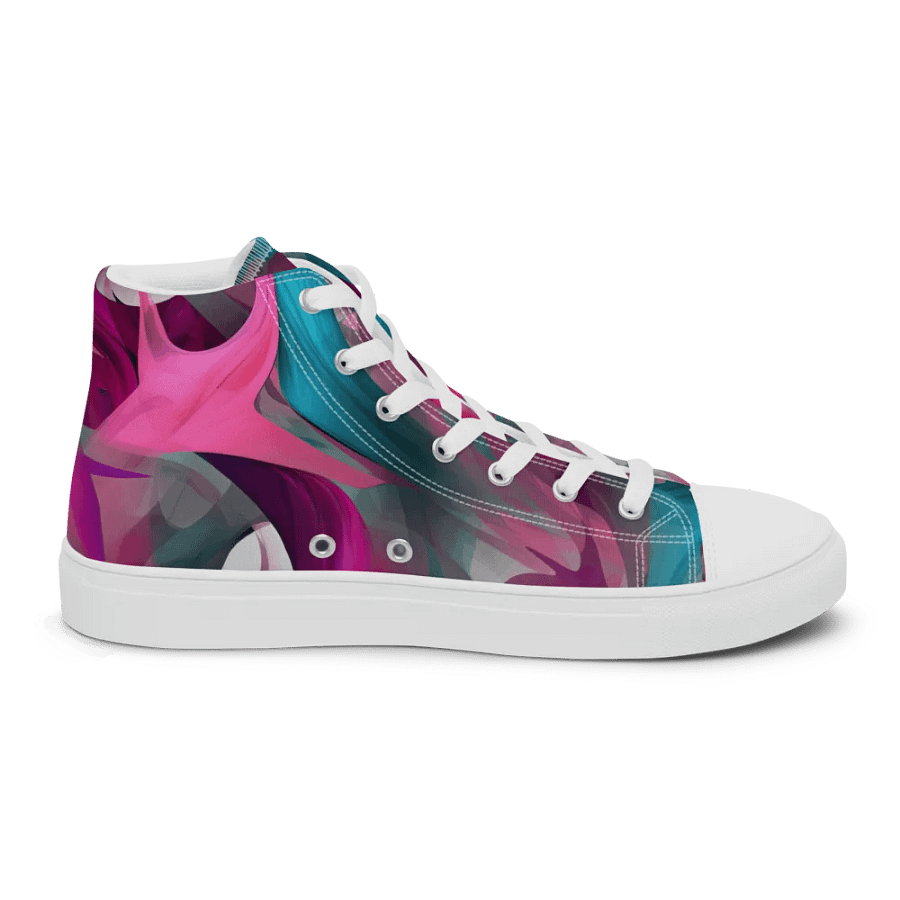 Womans Custom High Tops _ Calceonova Streetwear _ Abstract Graffiti Pink Turquoise product image (9)