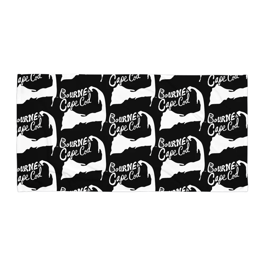 BOURNE to Cape Cod™ | Coastal Classic Beach Towel | All-Over Logo Print | Vibrant Colors for Salty Souls | White Logo on Black product image (1)