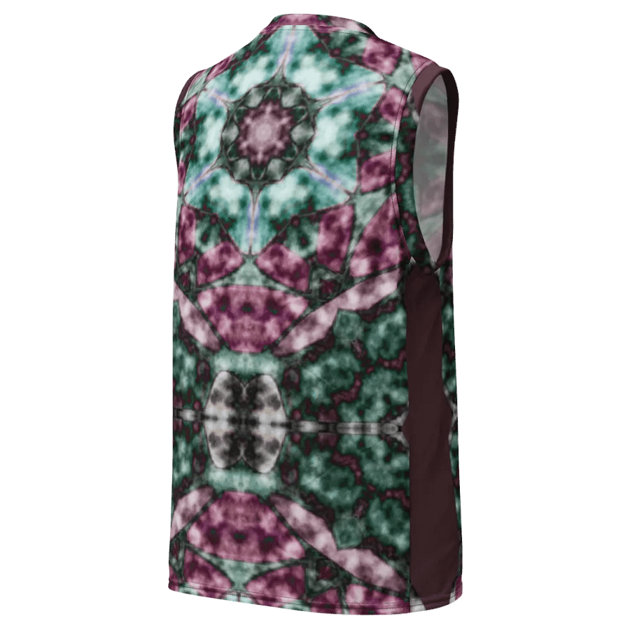 Bohemian 6 Pointed Madala Pink and Teal/ All-Over Print Recycled Unisex Basketball Jersey by Sublicolor product image (3)