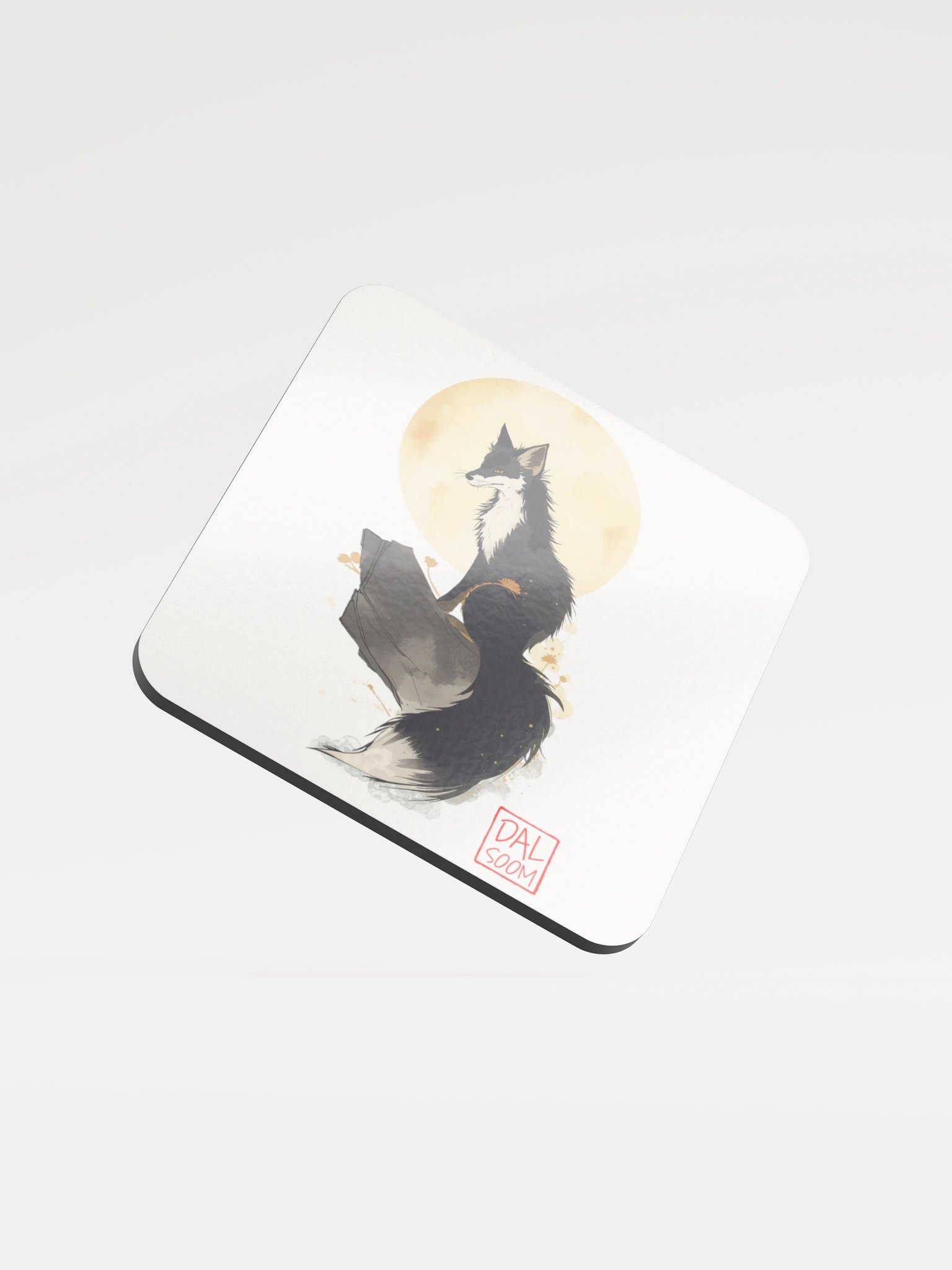 Moonlit Fox Glossed Cork Coaster product image (3)
