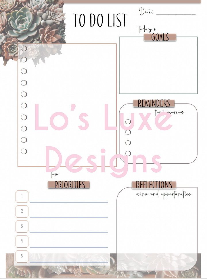 Rustic Modern 'Shanae' To Do List Bundle - 8.5x11 Printable product image (1)