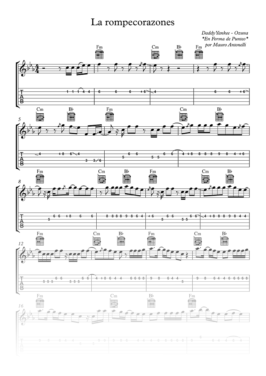 La rompecorazones - Partitura + Tab + Acordes + Pista product image (1)
