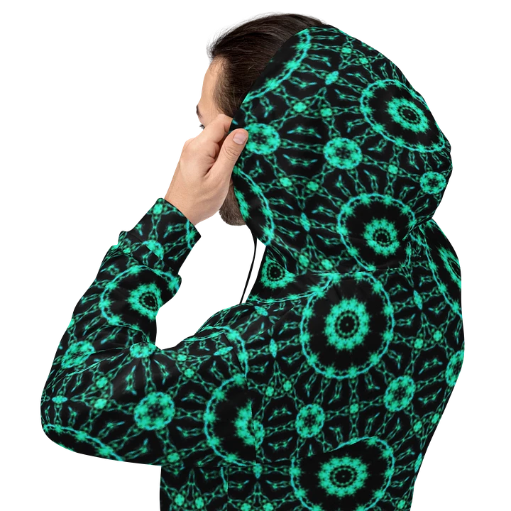 Abstract Repeating Neon Green Shapes Unisex All Over Print Hoodie product image (2)