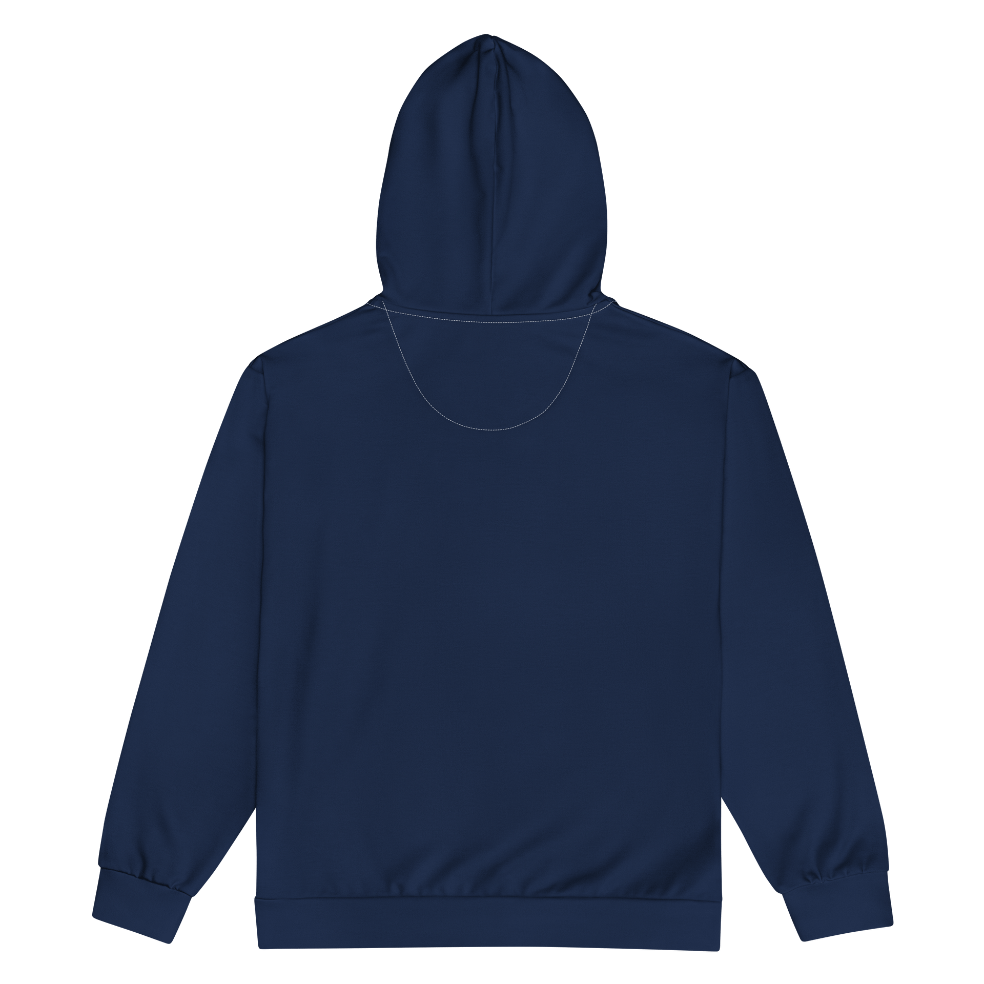 Navy Blue Solid Color Eco Friendly Unisex Zip Hoodie (White Strings & Stitches) product image (2)