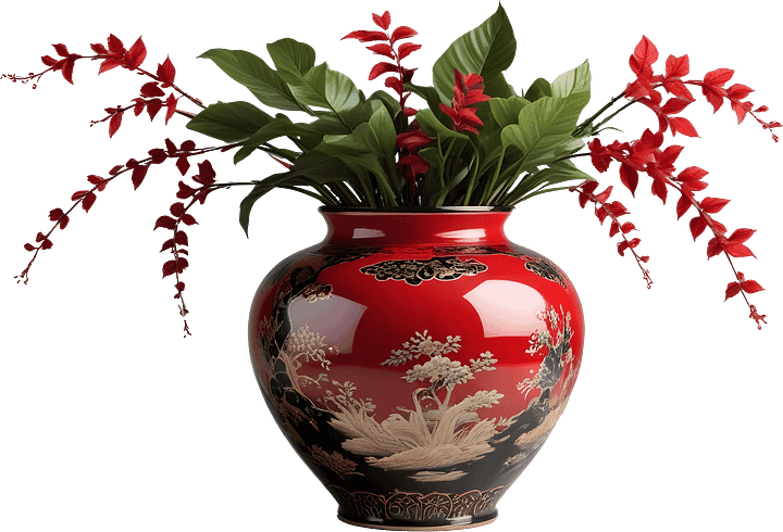 Chinese Porcelain Vase – Crimson Majesty with Gold Accents PNG product image (1)