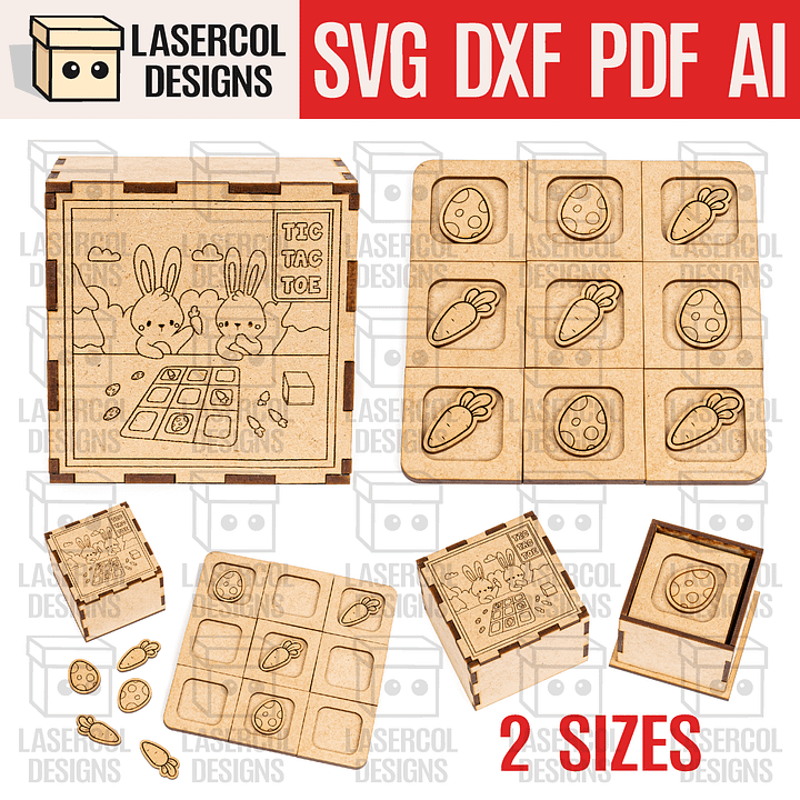 Easter Tic Tac Toe with Box (2 Sizes) - Laser Cut Files product image (1)
