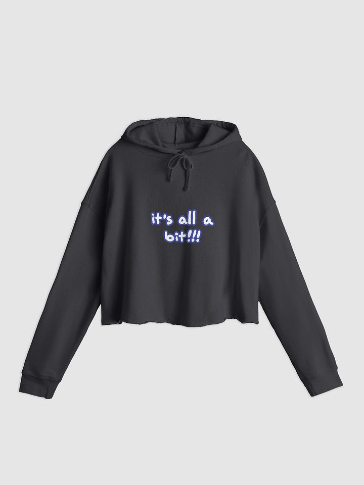 “It’s all a bit!!!” (sm. lined design, #3E4B9D) lightweight cropped hoodie product image (1)