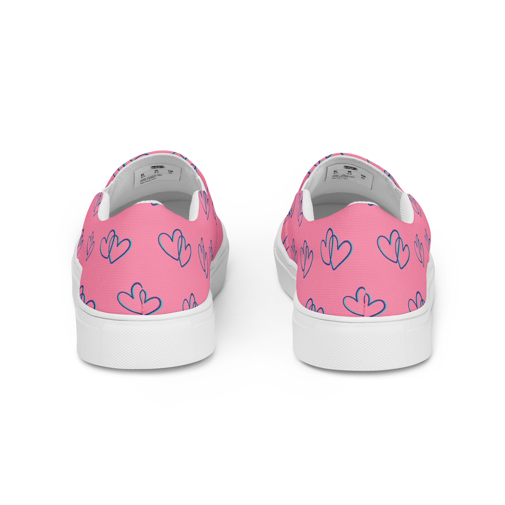 Pink Heart Men's Canvas Slip-On Shoes product image (4)