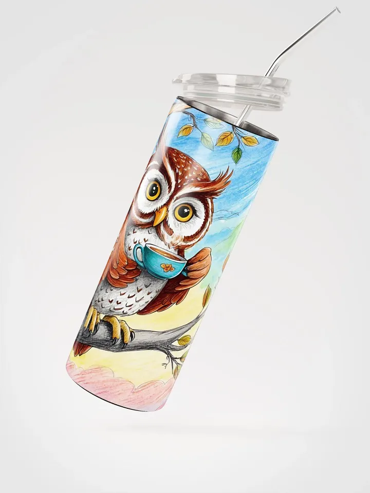 Morning Coffee Owl Stainless Steel Tumbler product image (3)
