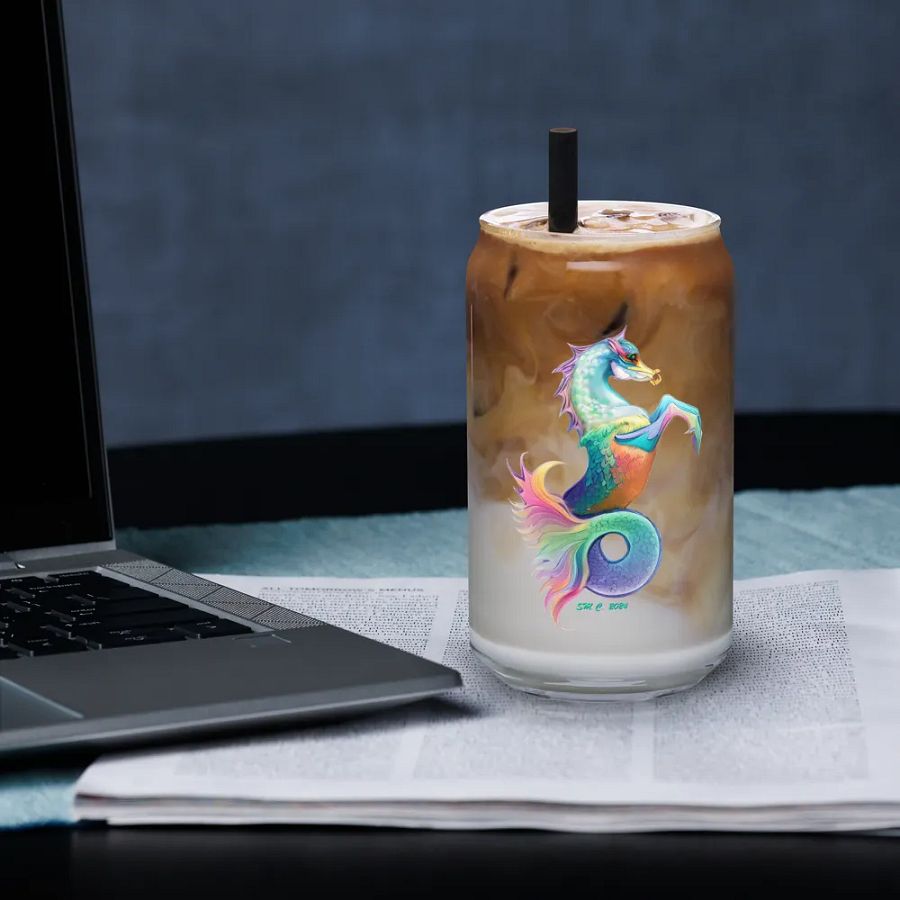 Mythical Seahorse Unicorn Can-Shaped Glass product image (33)