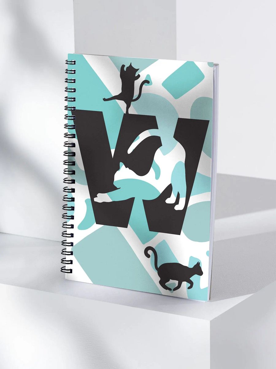 Monogram Letter W Cat Lover Geometric Blues Notebook product image (4)