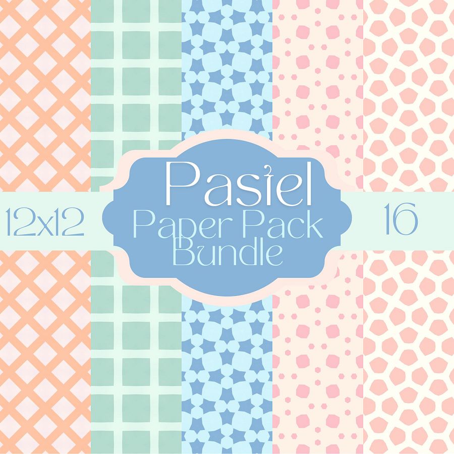 Pastel Dreams Digital Paper Pack - 16 Sheets, 12x12 inches, 300 DPI Product product image (1)