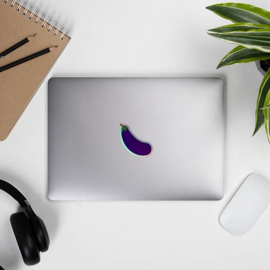 I Love Eggplant Holographic Sticker product image (11)