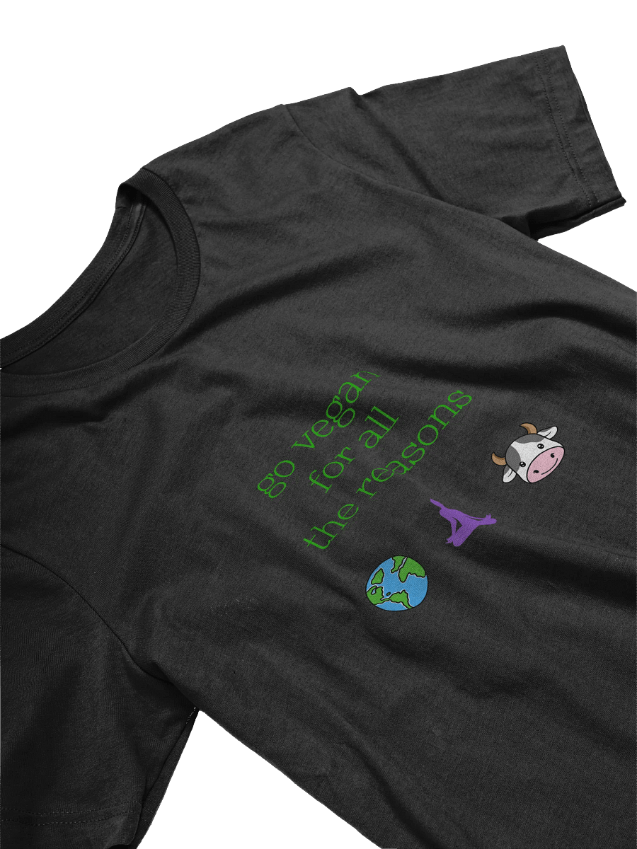 “Go Vegan for all the Reasons” Unisex Black T-shirt product image (2)